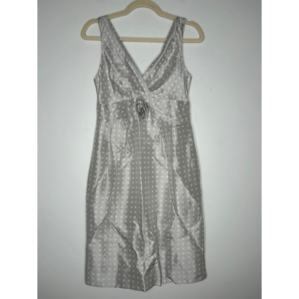 NWT J Crew Silver Gray Polka Dot Cocktail Dress Silk Size 4 Knee Length Holiday